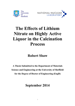 The Effects of Lithium Nitrate on Highly Active Liquor in the Calcination Process