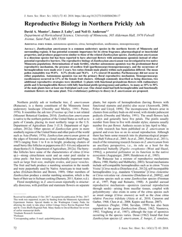 Reproductive Biology in Northern Prickly Ash