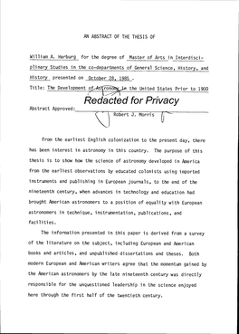 The Development of Astronomy in the United States Prior to 1900