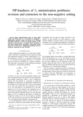 NP-Hardness of `0 Minimization Problems: Revision and Extension to the Non-Negative Setting