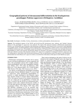 Geographical Patterns of Chromosomal Differentiation in the Brachypterous Grasshopper Podisma Sapporensis (Orthoptera: Acrididae)