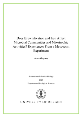 Experiences from a Mesocosm Experiment