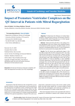 Impact of Premature Ventricular Complexes on the QT Interval in Patients with Mitral Regurgitation