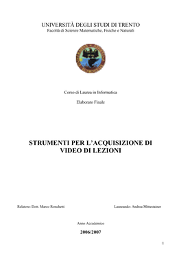 Strumenti Per L'acquisizione Di Video Di Lezioni