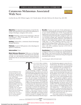 Cutaneous Melanomas Associated with Nevi