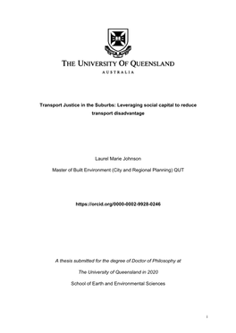 Transport Justice in the Suburbs: Leveraging Social Capital to Reduce Transport Disadvantage