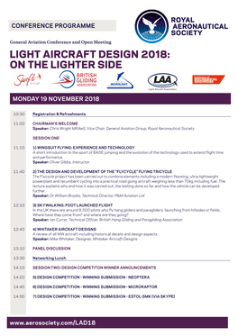 Light Aircraft Design 2018: on the Lighter Side