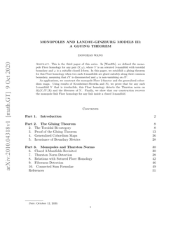 Monopoles and Landau-Ginzburg Models Iii: a Gluing Theorem