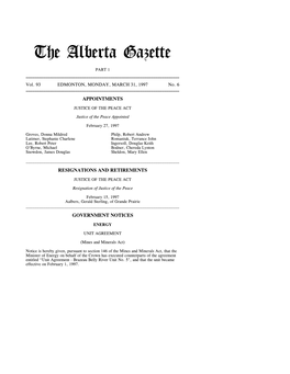 The Alberta Gazette, Part I, March 31, 1997