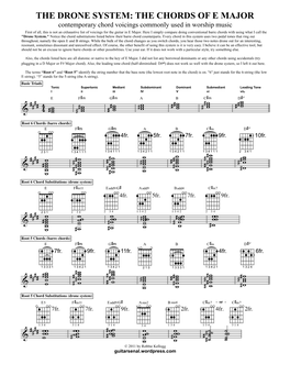 The Drone System: the Chords of E Major