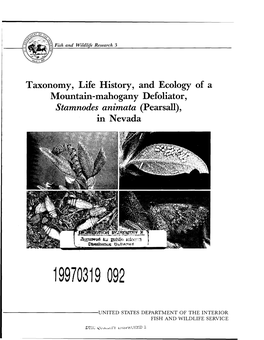 Taxonomy, Life History, and Ecology of a Mountain-Mahogany Defoliator, Stamnodes Animata (Pearsail), in Nevada