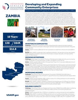 ZAMBIA Increasing Incomes, Revenues and Jobs