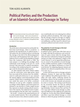 Political Parties and the Production of an Islamist–Secularist Cleavage in Turkey