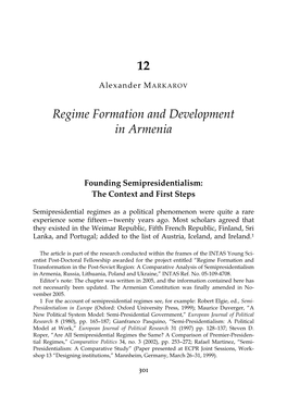 12 Regime Formation and Development in Armenia