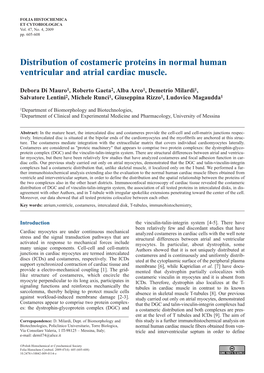 Distribution of Costameric Proteins in Normal Human Ventricular and Atrial Cardiac Muscle