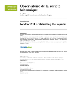 London 1911 : Celebrating the Imperial