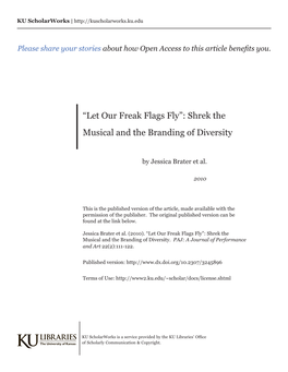 “Let Our Freak Flags Fly”: Shrek the Musical and the Branding of Diversity