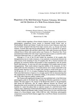 Magnetism of the Mid-Ordovician Tramore Volcanics, SE Ireland, and the Question of a Wide Proto-Atlantic Ocean