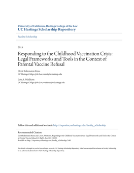 Responding to the Childhood Vaccination Crisis