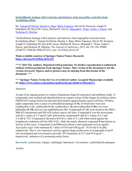 Sorbicillinoid Analogs with Cytotoxic and Selective Anti-Aspergillus Activities from Scytalidium Album