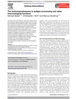 The Immunoproteasome in Antigen Processing and Other