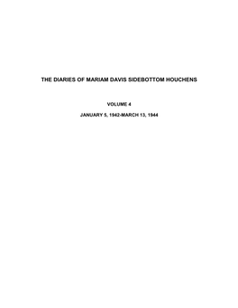 The Diaries of Mariam Davis Sidebottom Houchens