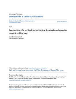 Construction of a Textbook in Mechanical Drawing Based Upon the Principles of Learning