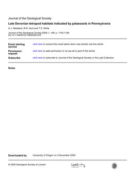 Late Devonian Tetrapod Habitats Indicated by Palaeosols in Pennsylvania Journal of the Geological Society