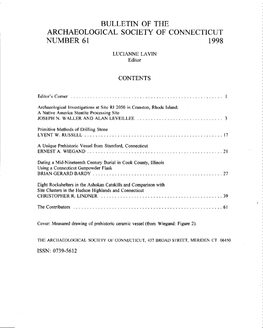 Bulletin of the Archaeological Society of Connecticut Number 61 1998