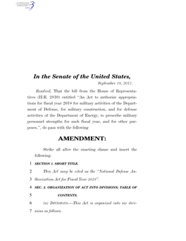 In the Senate of the United States, AMENDMENT