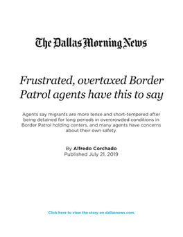 Frustrated, Overtaxed Border Patrol Agents Have This to Say