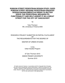 Robson Street Pedestrian Design Study