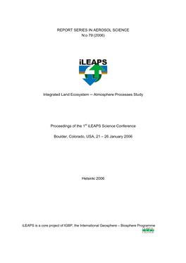 Proceedings of the 1St Ileaps Science Conference