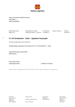 Fv. 616 Dombestein - Davik - Oppdatert Forprosjekt