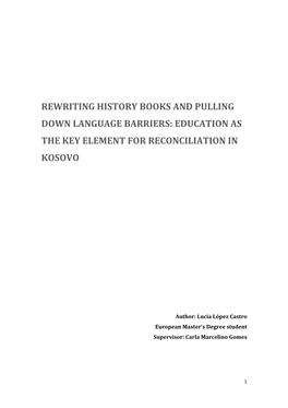 Education As the Key Element for Reconciliation in Kosovo