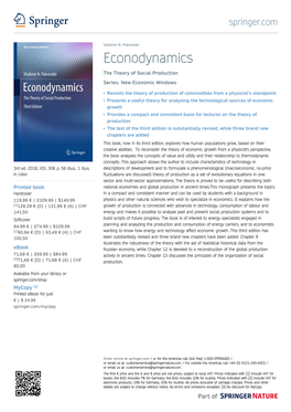 Econodynamics the Theory of Social Production Series: New Economic Windows