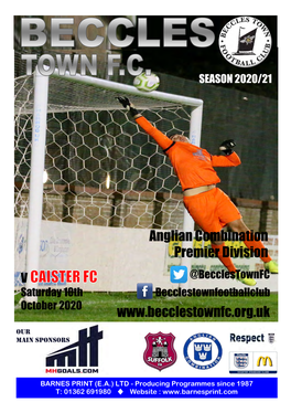 Caister FC Who Remain Unbeaten This Season and Are Sure to Offer Our Hardest Game of the Season So Far