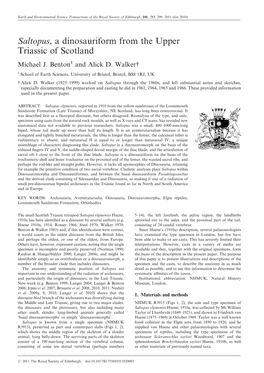 Saltopus, a Dinosauriform from the Upper Triassic of Scotland Michael J