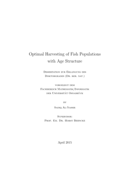 Optimal Harvesting of Fish Populations with Age Structure