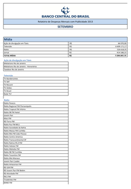 Despesas Mensais Com Publicidade Em 2013