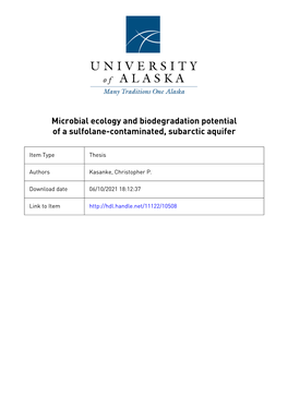 Microbial Ecology and Biodegradation Potential of a Sulfolane-Contaminated, Subarctic Aquifer