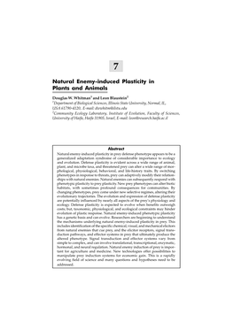 Natural Enemy-Induced Plasticity in Plants and Animals