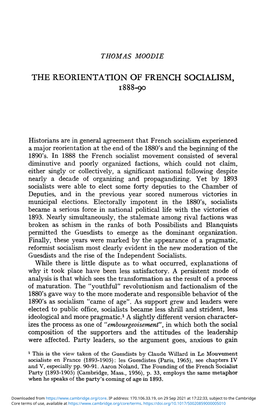 The Reorientation of French Socialism, 1888–90