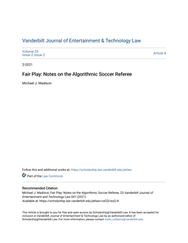 Notes on the Algorithmic Soccer Referee