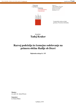Tadej Kraker Razvoj Podeželja in Čezmejno Sodelovanje Na Primeru