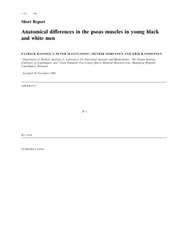 Anatomical Differences in the Psoas Muscles in Young Black and White