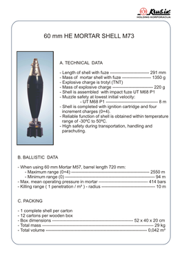 60 Mm HE MORTAR SHELL M73