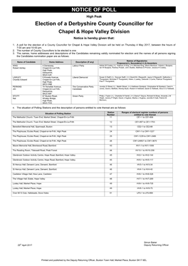 Notice of Poll Chapel and Hope Valley