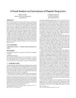 A Trend Analysis on Concreteness of Popular Song Lyrics