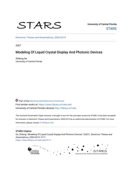 Modeling of Liquid Crystal Display and Photonic Devices